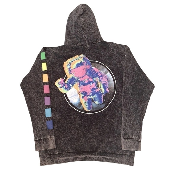 HyperSpace NASA Distressed Acid Wash Hoodie Men's Unisex Size Small - Picture 6 of 10